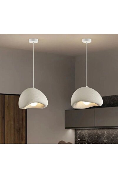 abacıshop İkili 30 Cm Kaya Beton Tekli Sarkıt Bone Avize Beton Avize Iskandin...