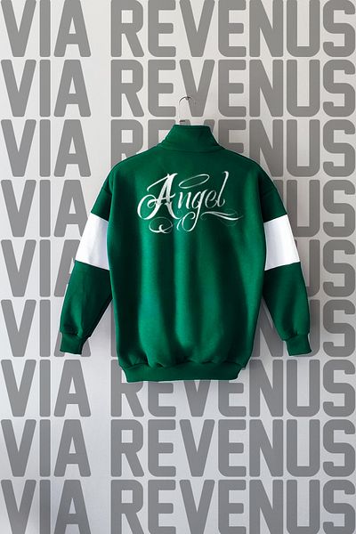 Vordevia Φούτερ Angel Color Unisex Polo Neck - Εμπρός και πίσω με στάμπα, μισό φερμουάρ