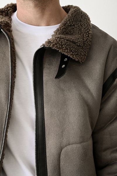 İLKCET MODA Ανδρικό παλτό σουέτ - Κανονικό σχέδιο