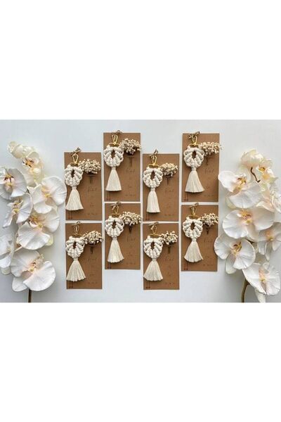 Es-Na Life Decoration سلسلة مفاتيح مكرامية مع بطاقة 50 قطعة