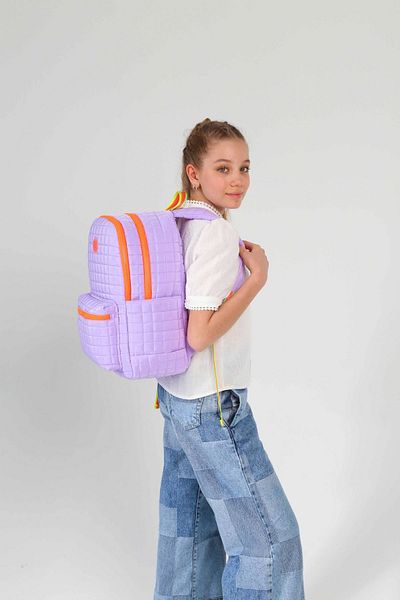 KAUKKO Set Rucsac Scoala Liliac Portocaliu si Suport Creion Organizator Pentru Fata