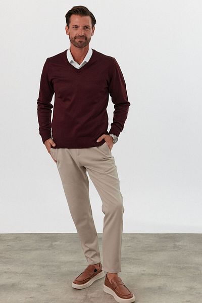 Livio Ferri Men's V-Neck Knitwear Sweater - Standard Fit