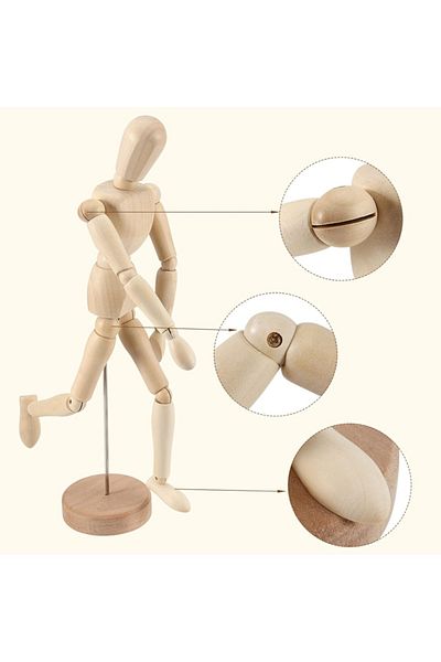 OLİ Art 20cm Human Wooden Mannequin - 1 Sketch Manikin