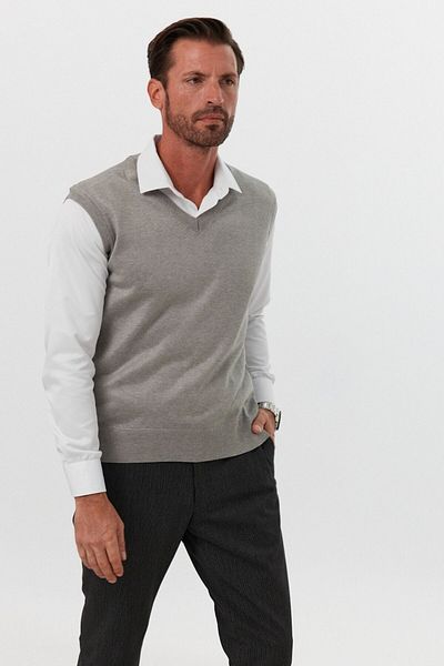 Livio Ferri Men's V-Neck Sleeveless Knitwear Sweater - Standard Fit