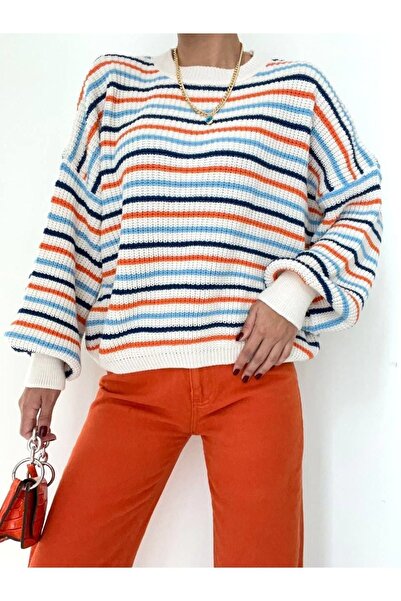 KNG Pulover scurt cu dungi colorate