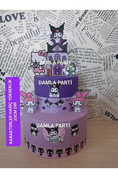 DAMLA PARTİ Kuromi Maket Pasta Mor-lila, Kuromi Mymelody Doğum Günü