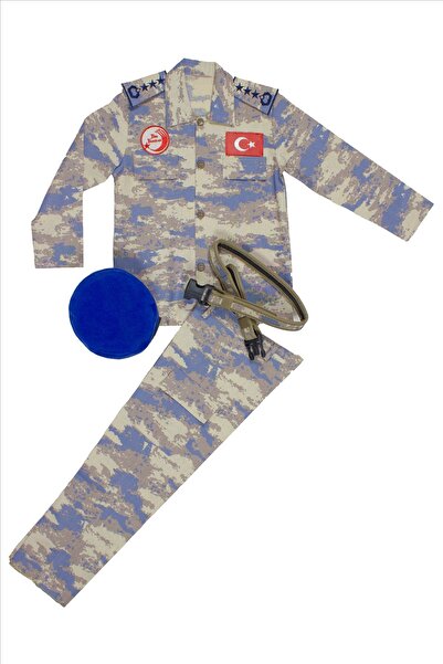 Burak Askeri Malzeme Hava Kuvvetleri Yeni Kamuflaj Renkli Uzun Kollu Mavi Ber...