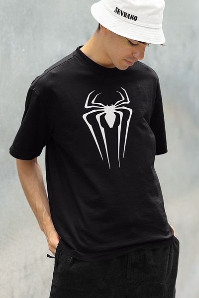 SEVBANO Tricou oversize unisex cu logo-ul Spider-Man imprimat - Design Marvel Spider-Man