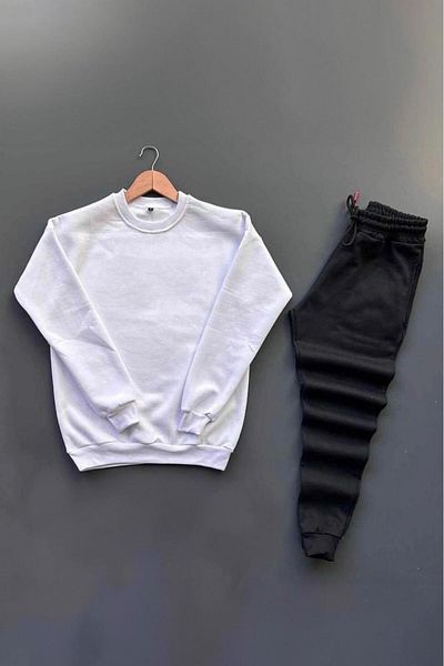 woonkey Unisex Printed Crew Neck Sweatshirt and Sweatpants - Set of 2