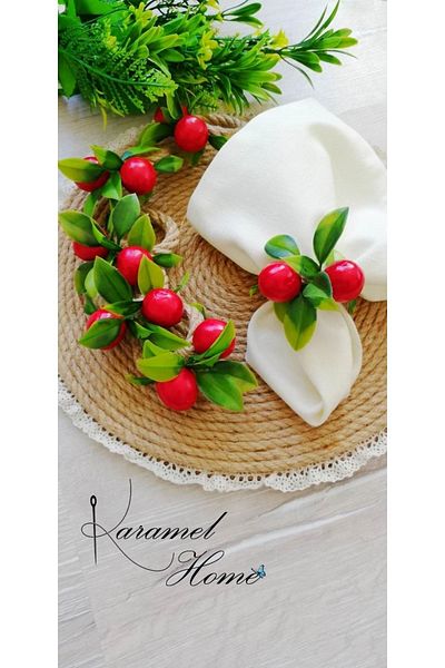 Karamelhome Cherry 6-Piece Napkin Ring Ring