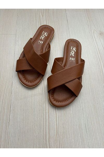 Home Women's Slippers Tan Leather Daily Slippers