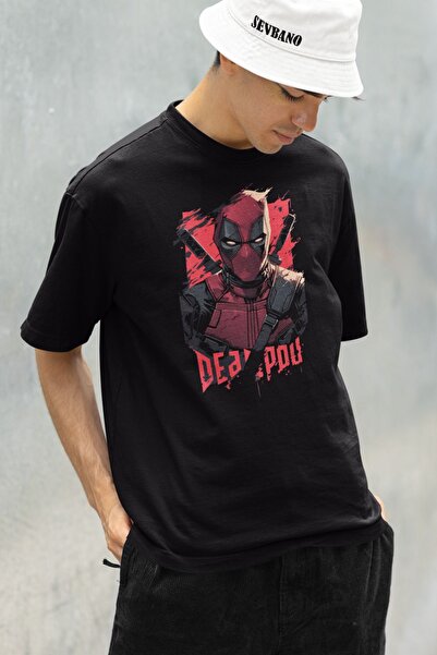 SEVBANO Majica kratkih rukava sa Deadpool likom, unisex, oversize - specijaln...