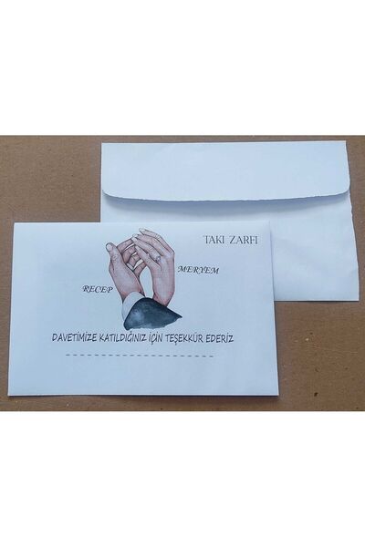 ART HEDİYE Isminize Özel 60 Adet Düğün Nişan Kına Para Takı Zarfı 10,5 X 16,5...