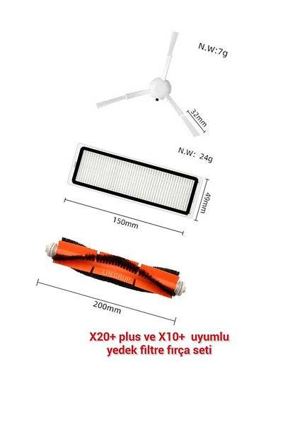 LİN GRUP Xiaomi X20+ S10+ Plus Compatible Spare Parts Set - Brush Floor Brush