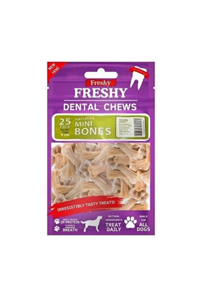 Freshy Dental Natürel Pres Köpek Kemirme Kemiği - 5 Santim - 25'li Paket - 250 Gram