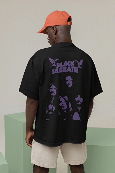 SEVBANO Unisex Oversize Rock Metal T-Shirt - Μουσική ομάδα Black Sabbath με σ...