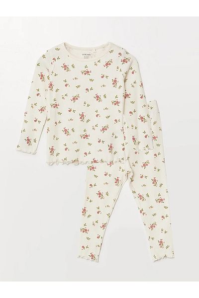 LC Waikiki Lcw Baby - Floral Print Crew Neck Short Sleeve Pajamas Set for Baby Girl