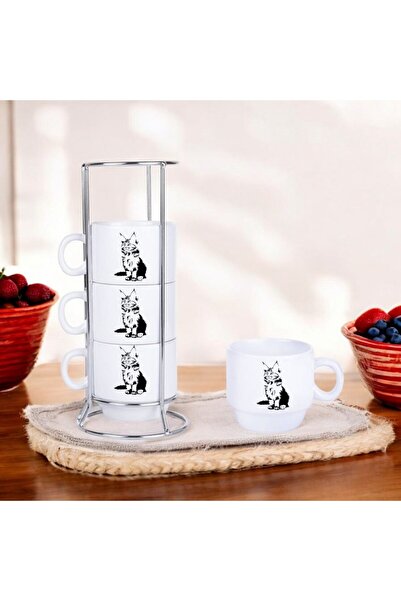 Özel Tasarım Standlı 4 lü Özel Tasarım Çay veya Kahve Fincanı