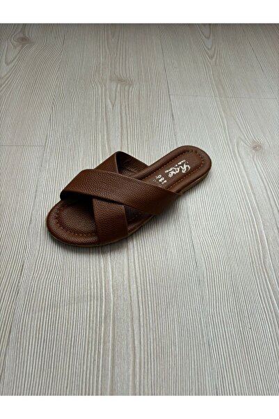 Home Women's Slippers Tan Leather Daily Slippers