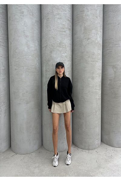 İLKCET MODA Бомбер суитшърт от модална материя с цип