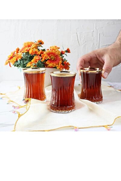 İmren Collection Elysia Yaldızlı Çay Bardağı ( 6 Adet Çay Bardak )