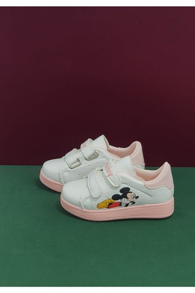 MICKEY Girl's White Powder Sports Shoes Miki White Pink Sports