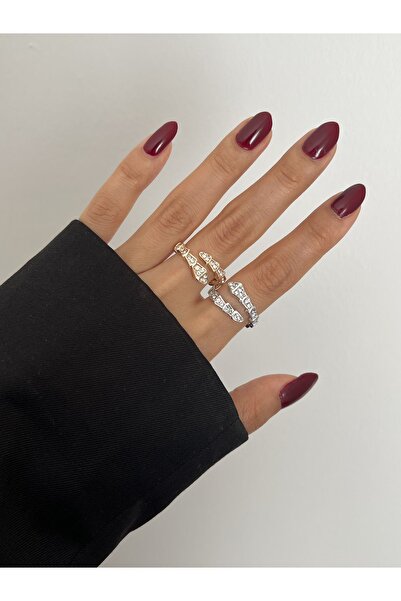 Lavian Accessories Gold Zirkon Taşlı Ayarlanabilir Yılan Yüzük (adet)