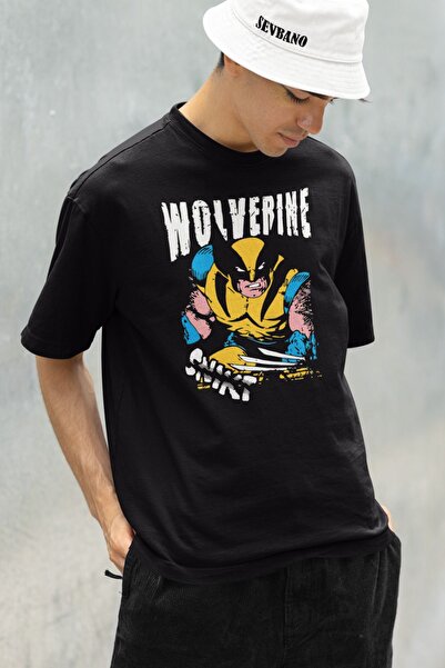 SEVBANO Unisex majica sa širokim krojem i printom Wolverine-a