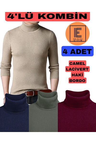EMKA GİYİM 4-Piece Combination Turtleneck Sweater
