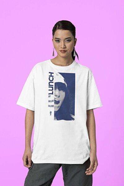 SEVBANO Tricou unisex cu imprimeu Lunch By Billie Eilish, tricou supradimensi...