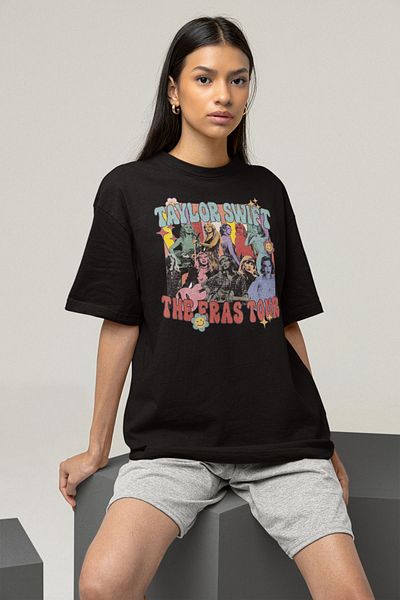 SEVBANO Tricou oversize cu imprimeu Taylor Swift - Unisex, modelul The Eras Tour