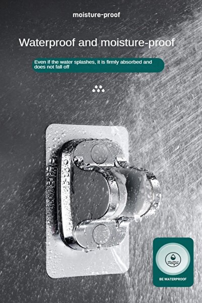 mintev Krom Nano Kendinden Yapışkanlı Banyo Duş Başlığı Askısı 15 Kg Taşıma Kapasiteli Mafsal Tutacak