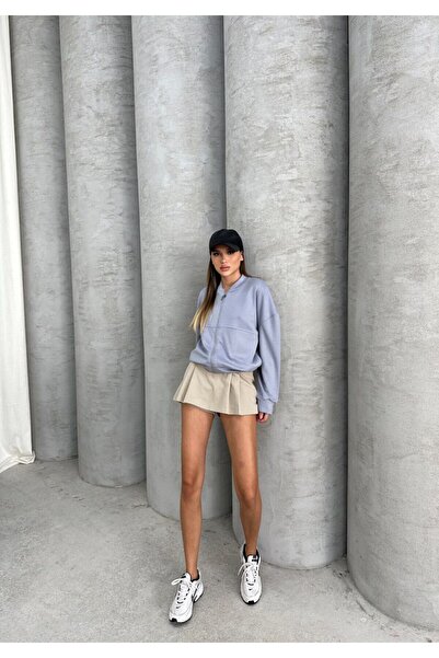 İLKCET MODA Modal Kumaş Fermuarlı Bomber Sweatshirt