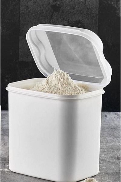 VİP AHMET Kitchen Trend Flour and Pulses Container 4.5 Liter White 6 Pieces