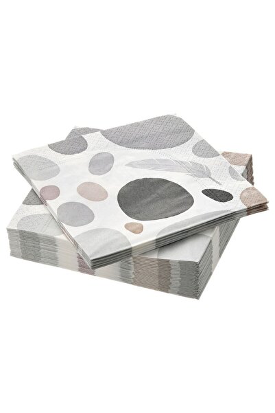 IKEA Sommarflox Çok Renkli 24x24 Cm Taş Desenli 30 Adet 3 Katlı Kağıt Servis Peçete Yüksek Emiş Gücü