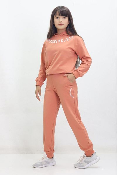 GZT TEKSTİL Comfortable and Stylish Crop Hooded Tracksuit Set for Girls