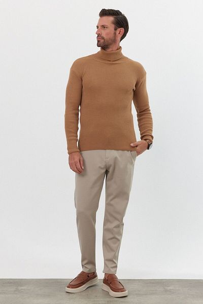 Livio Ferri Мъжки трикотажен пуловер с висока яка Slim Fit