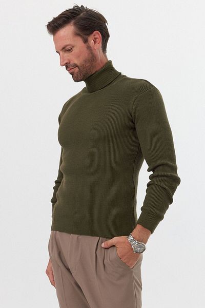 Livio Ferri Мъжки трикотажен пуловер с висока яка Slim Fit