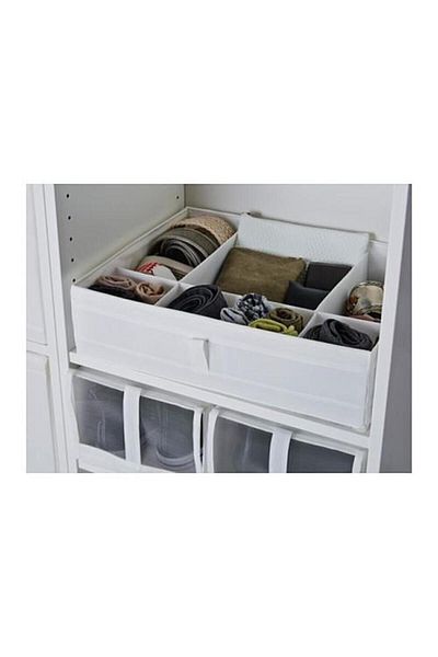 IKEA Λευκό Skubb Box - 44x34x11 cm, με θήκες, 10185593