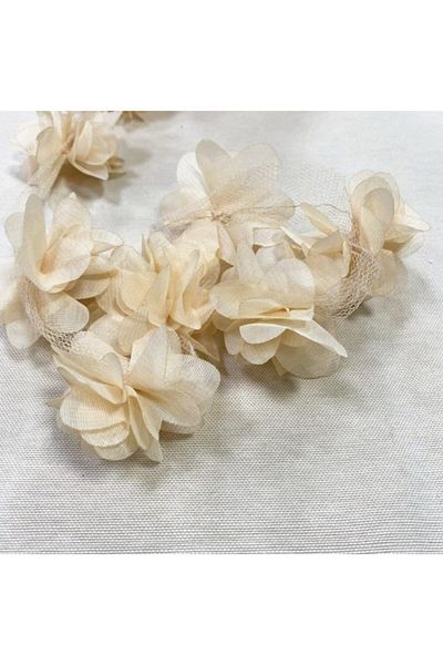 Aker Hediyelik Κρέμα Laser Rose 2m Laser Cut Rose Στολίδι Υλικό Συσκευασίας 24 τμχ Organza Fabric Τεχνητά Λουλούδια