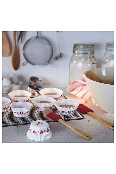 IKEA Vınterfınt Set of 2 Red Silicone Spatula Set with Bamboo Handle and Removable Head 29 Cm