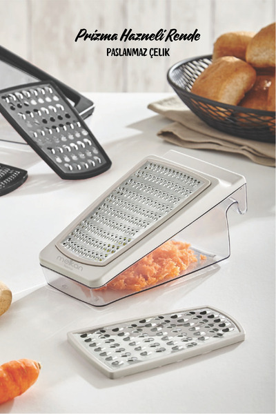 Melkan Home مبشرة من الفولاذ المقاوم للصدأ والكريمة سعة 550 مل - مبشرة ذات شفرات مزدوجة مع وعاء