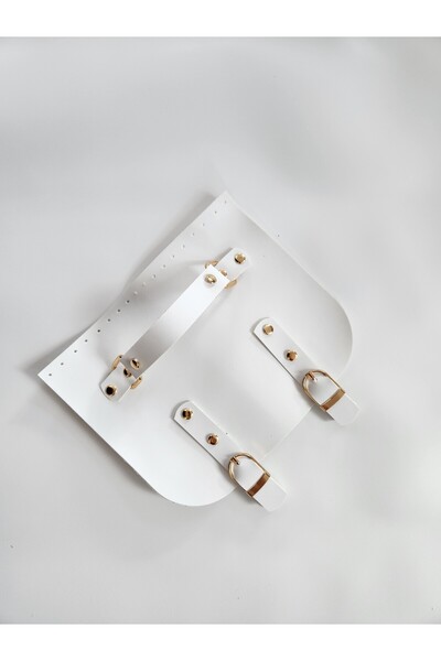 FERİHA HOBİ AKSESUAR Δερμάτινη πλεκτή τσάντα πλάτους 20 cm - Κλειστή - Διπλή πόρπη