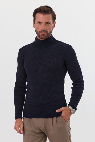 Livio Ferri Мъжки пуловер с поло Slim Fit от трикотаж - Поло яка
