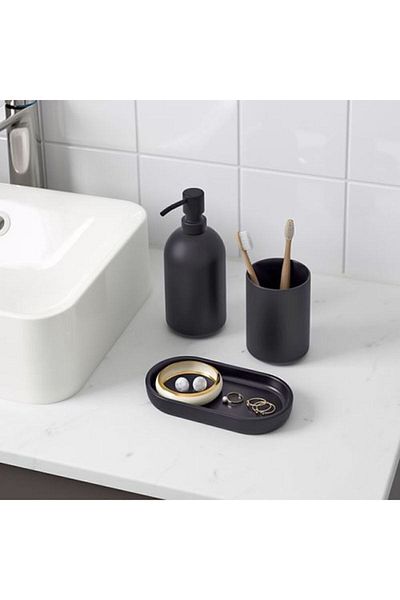 IKEA Σετ μπάνιου Gansjön, μαύρο