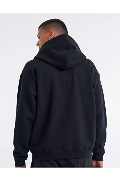 Boi Unisex Black Gold Eagle Oversize Hooded Zippered Sweatshirt - Men's Cardigan Jacket