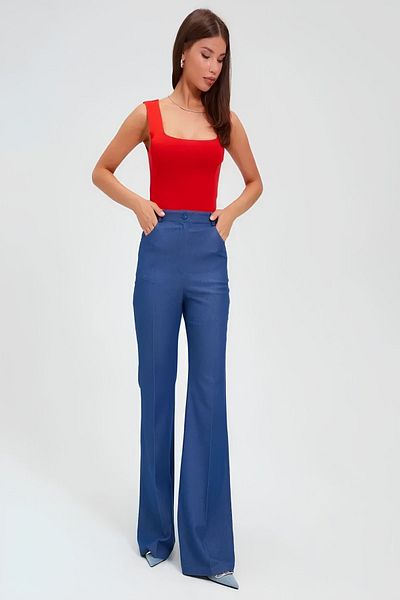 Baluxe Women's Red Thick Strap Square Neck Knitwear Blouse