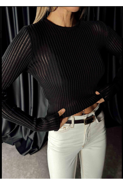 BE CHİC Tricot Fittili Tulle - Tricoturi subțiri transparente Bluză pulover ML1003