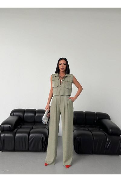 Stealle Shiny Stylish Women's Vest and Trousers Set