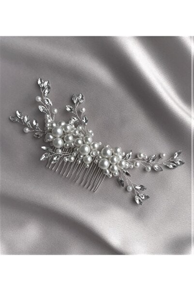 MyElle Tasarım إكسسوار شعر مزين باللؤلؤ والكريستال، تاج الزفاف